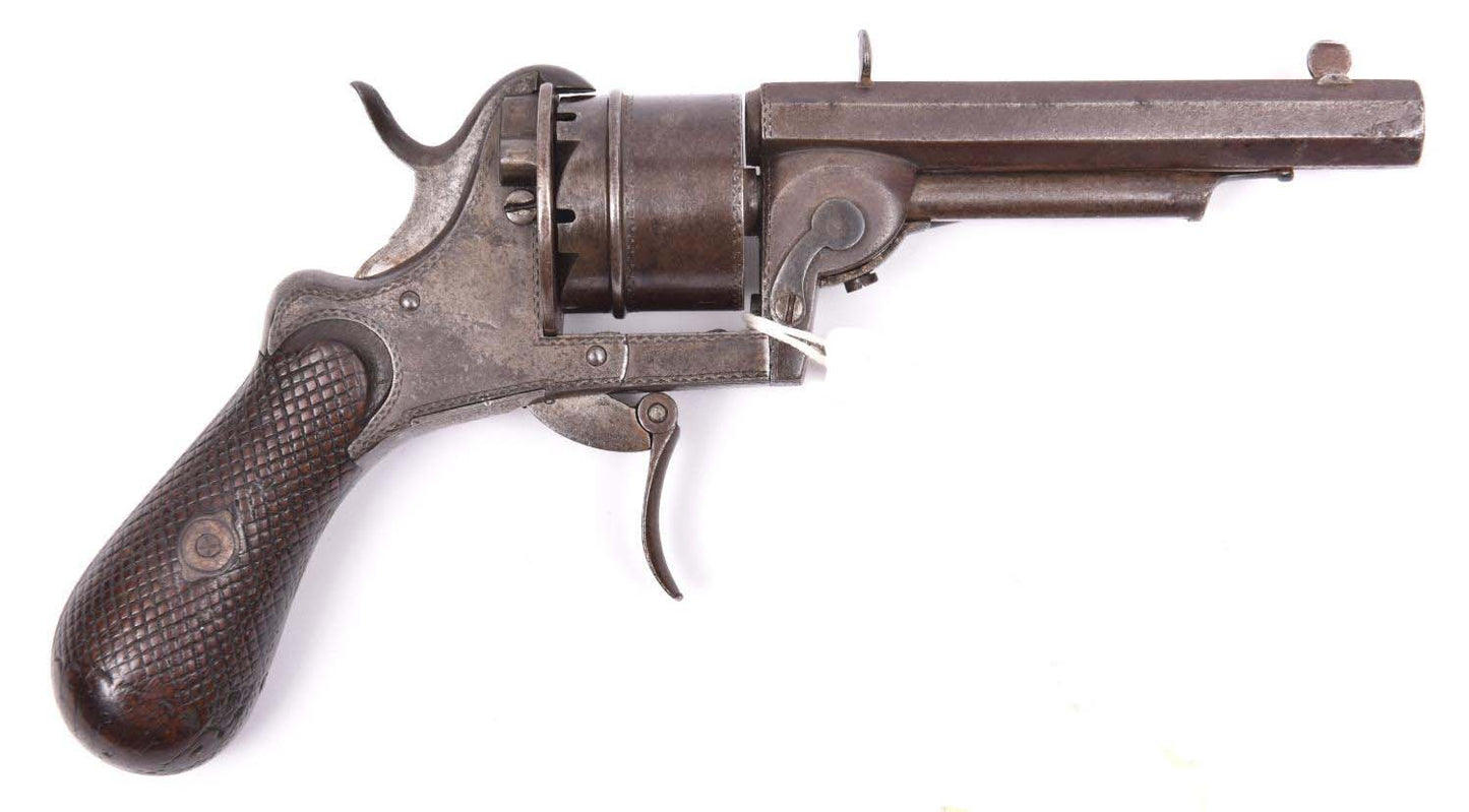 Belgian 6 Shot 7mm Loron Double Action Pinfire Revolver