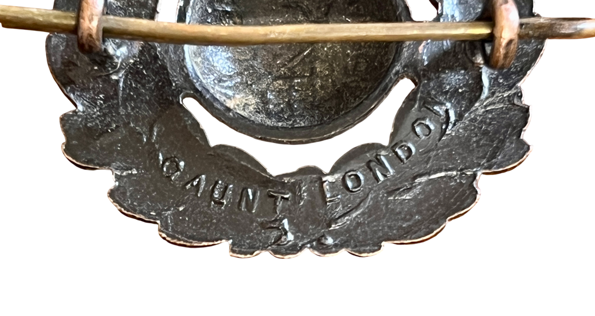 Vintage Queens Crown Bronzed Brass Royal Marines Cap Badge, 1953 - 1964, J. R. Gaunt London