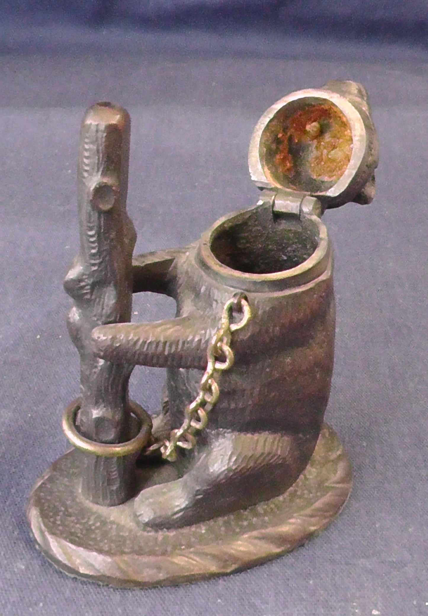 Scarce Victorian Patinated Bronze Go to Bed Bear/Match Safe