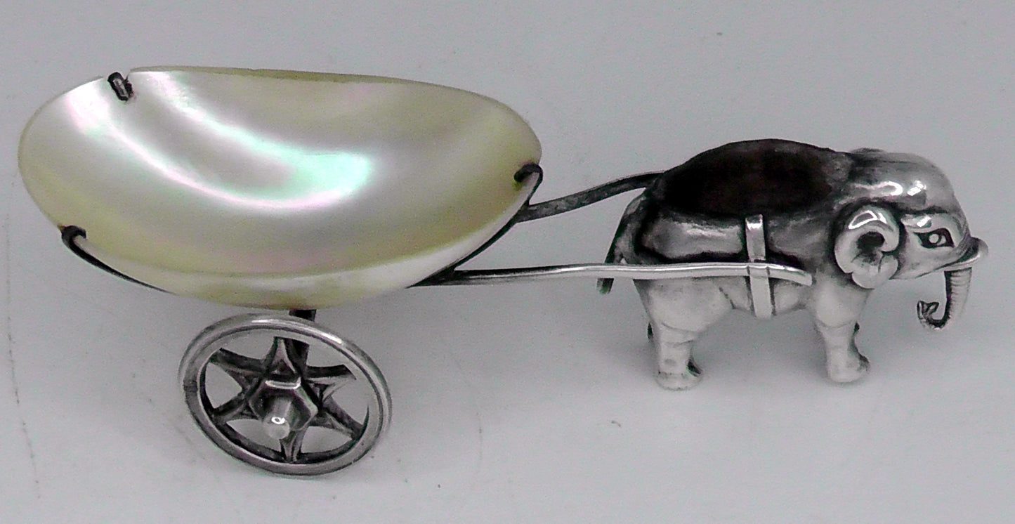 Antique Rare Solid Silver Elephant & Cart Pin Cushion by Adie & Lovekin 1909