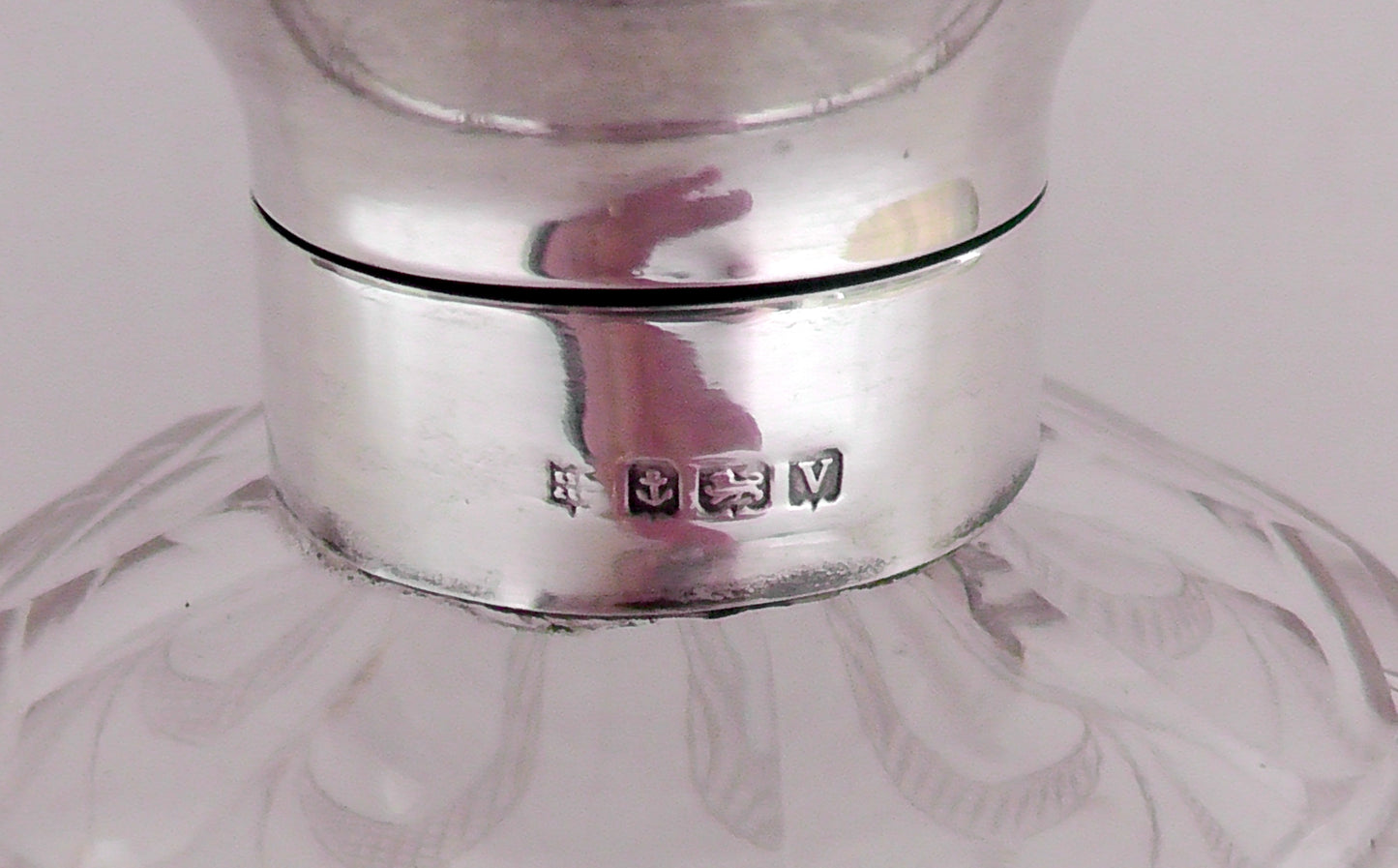 Solid Silver and Enamelled Topped Cut Glass Scent Bottle dates 1920