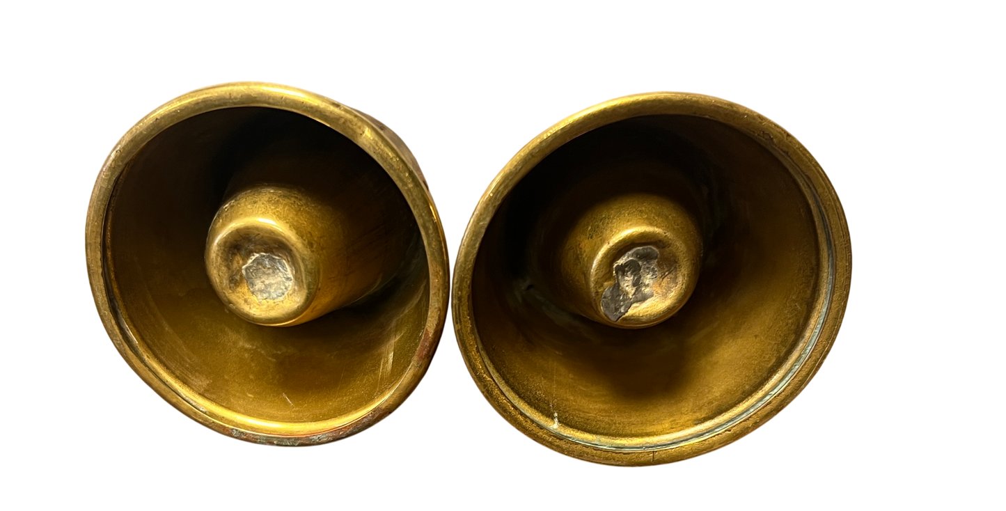 Pair of WWI British Royal Artillery Trench Art Brass Ashtrays