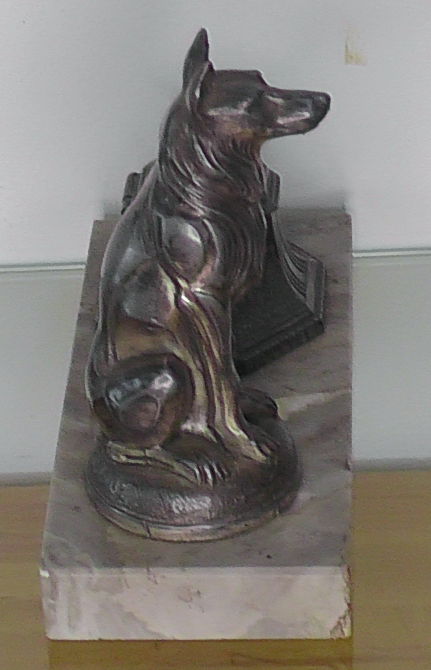 French Art Deco Dog Inkwell signed Rullony