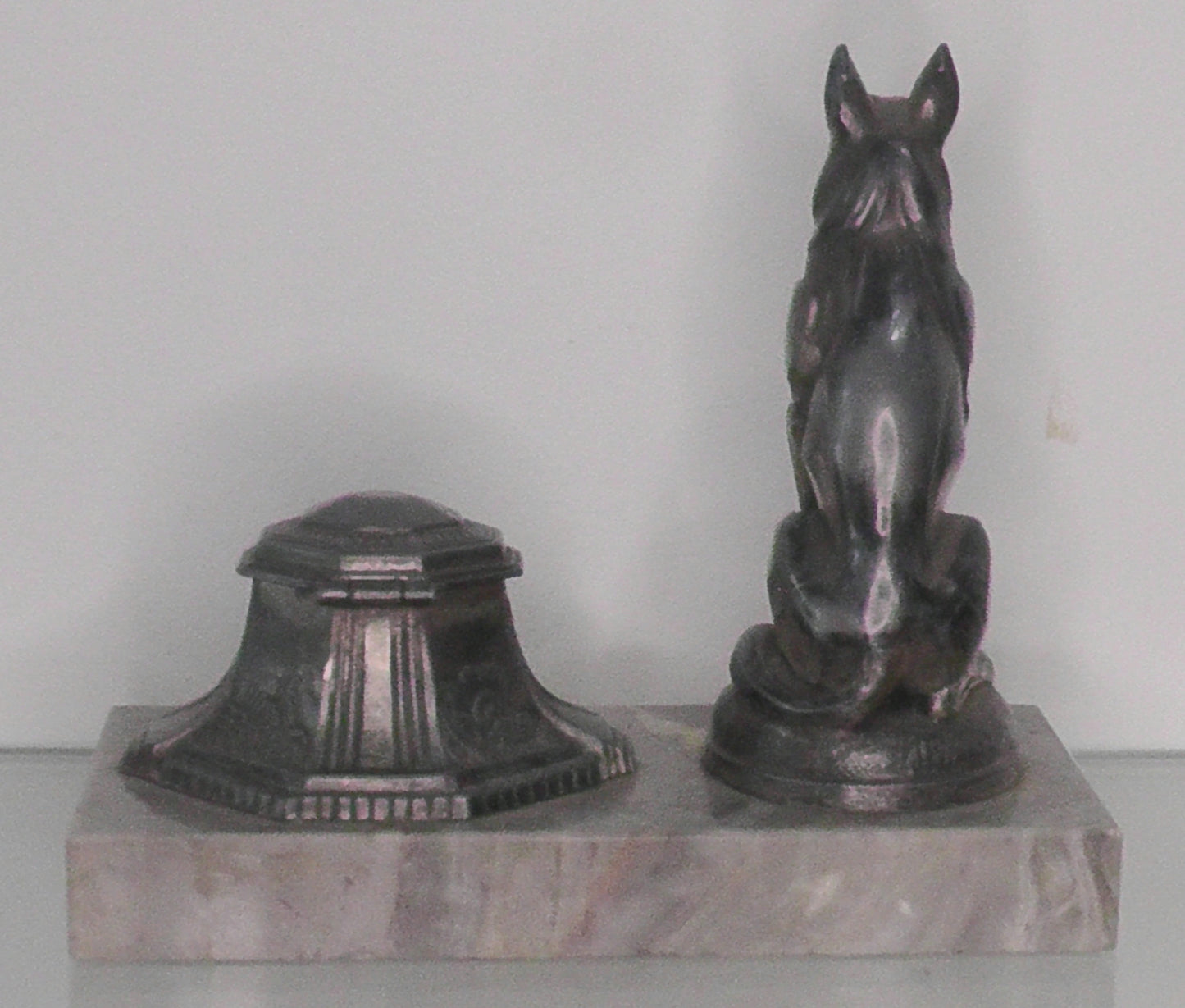 French Art Deco Dog Inkwell signed Rullony