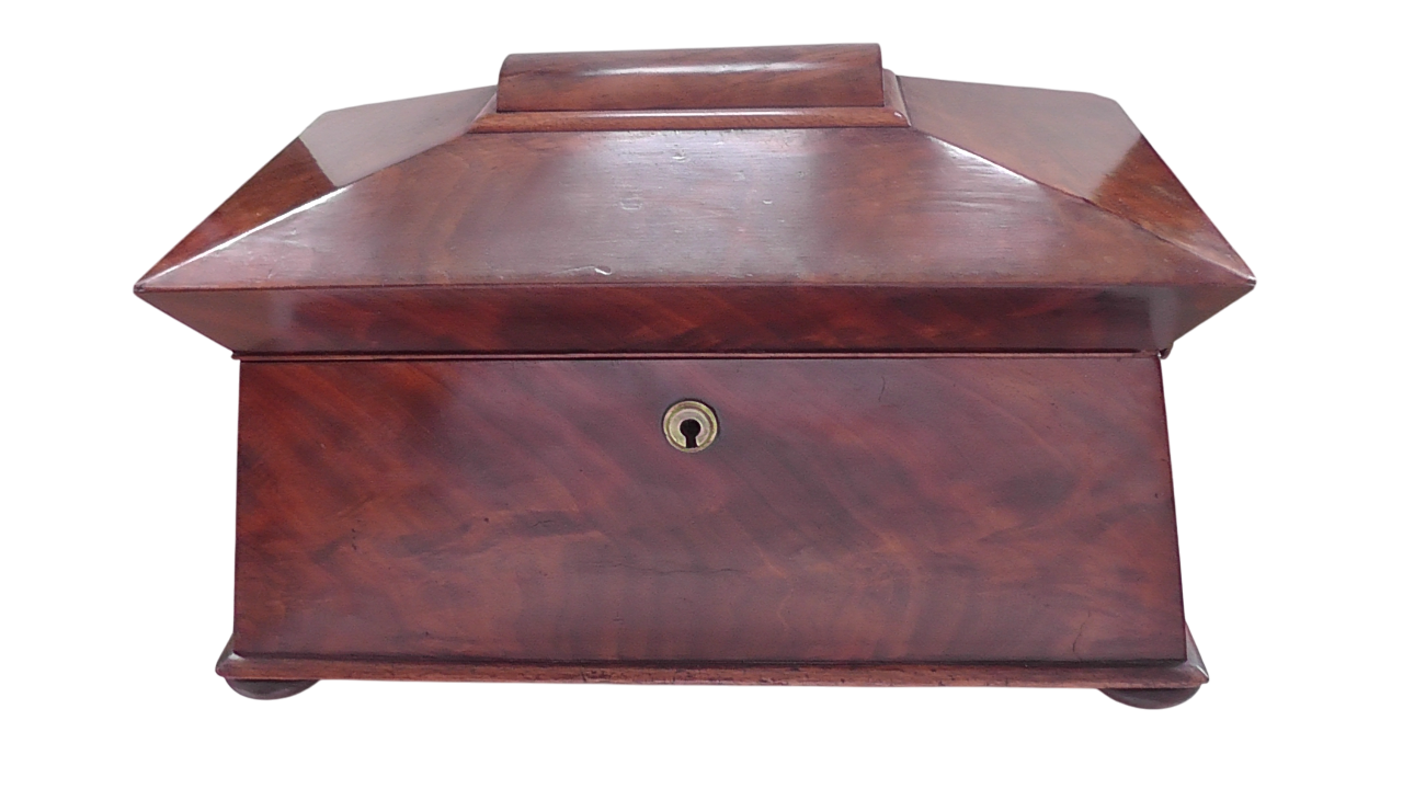 Georgian/Early Victorian Mahogany Sarcophagus Tea Caddy