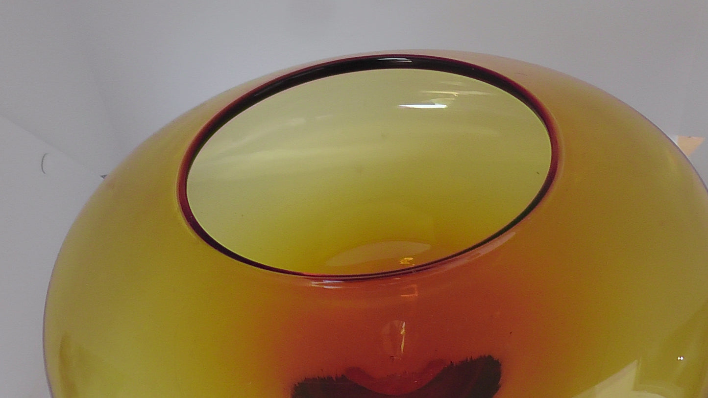 Vintage Mid-Century Large Amber Empoli Glass/Apothecary/Bonbon Jar and Cover