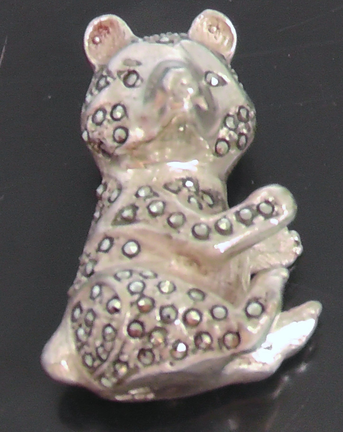 Silver and Marquisette Bear Brooch