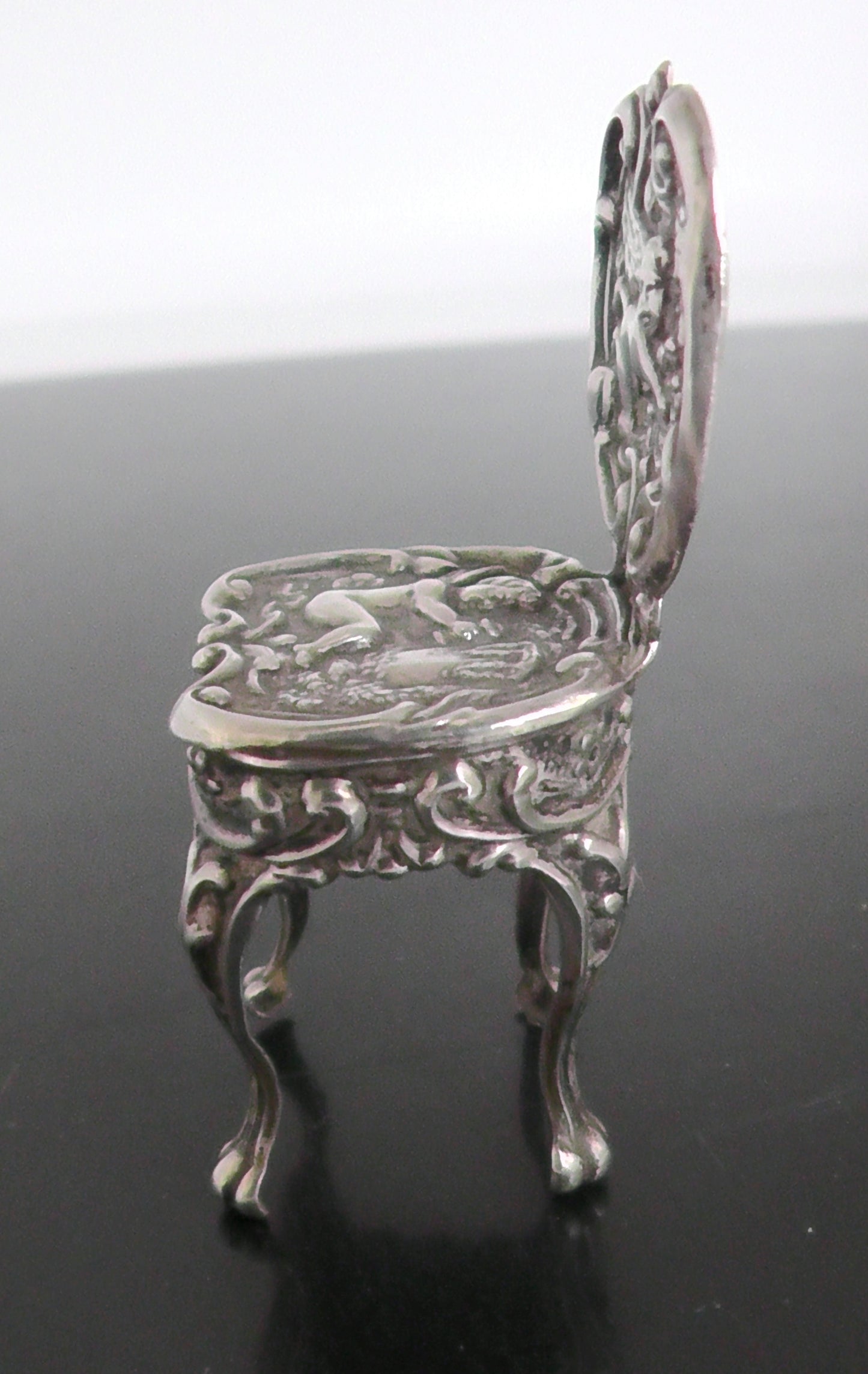 Antique Solid Silver Miniature Chair dated 1901 Levi & Salaman