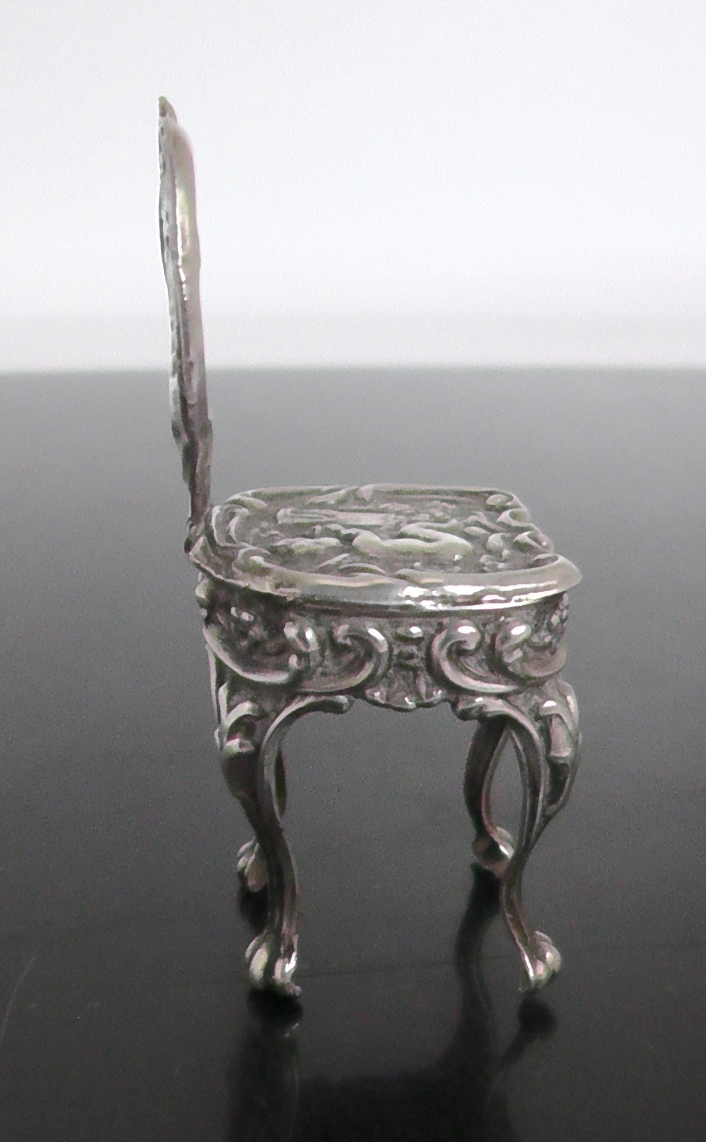 Antique Solid Silver Miniature Chair dated 1901 Levi & Salaman