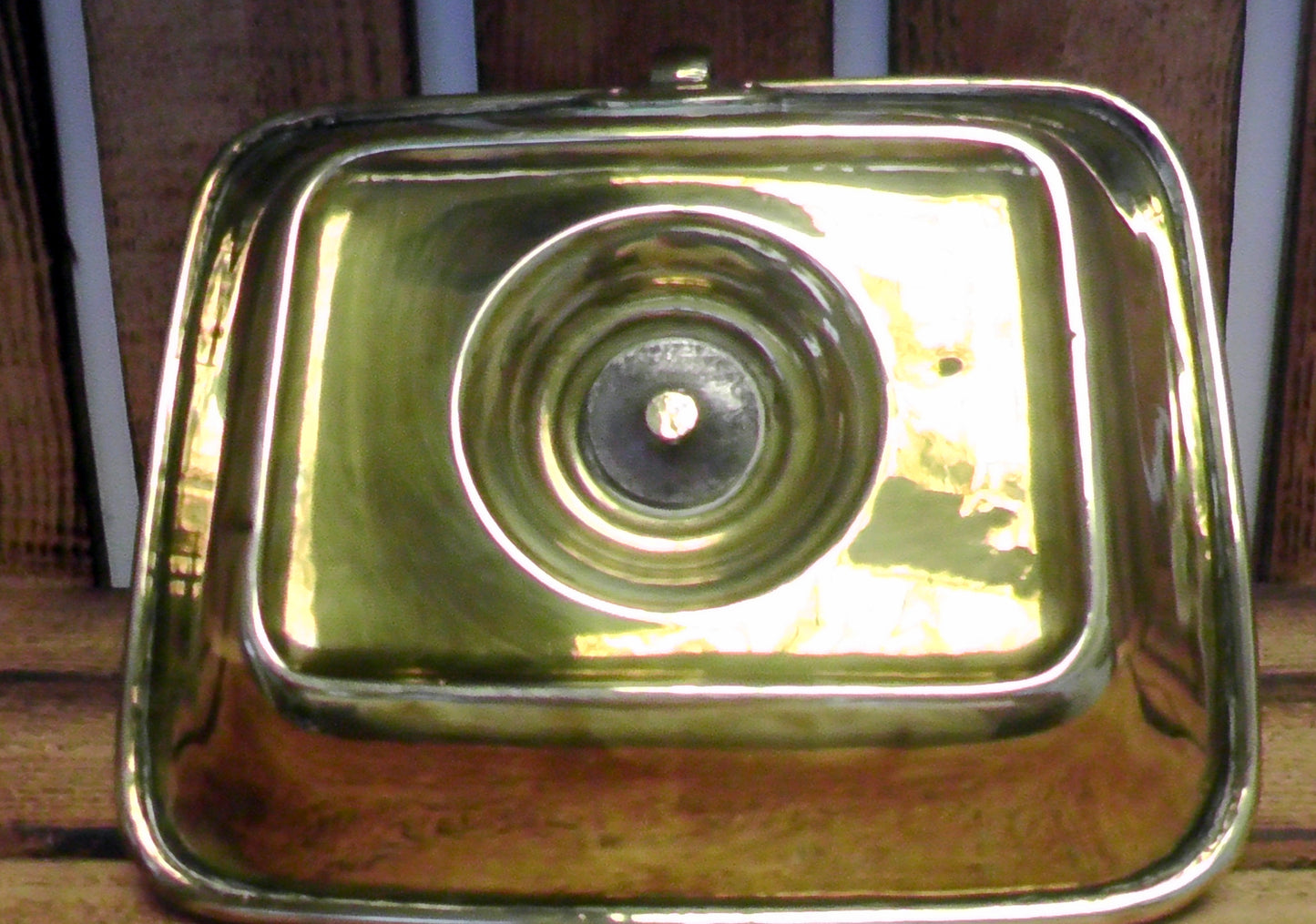 Victorian Square Brass Candlestick/Chamberstick