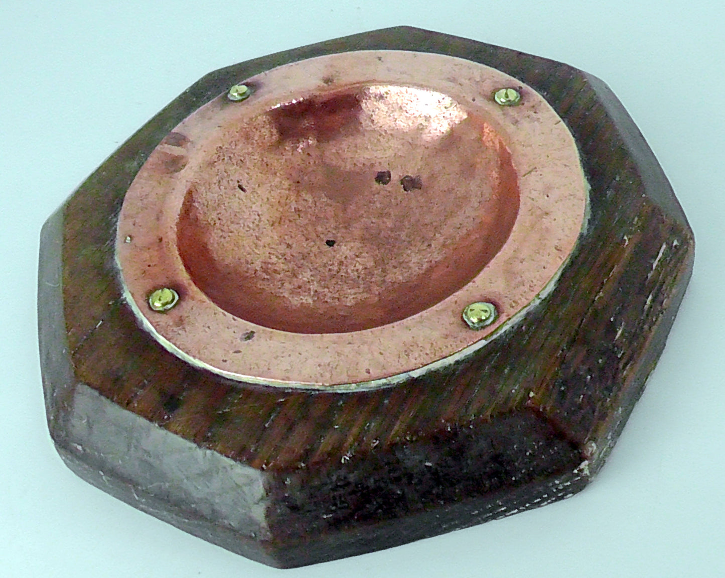 Oak and Copper Counter Change/Coin Bowl/Dish