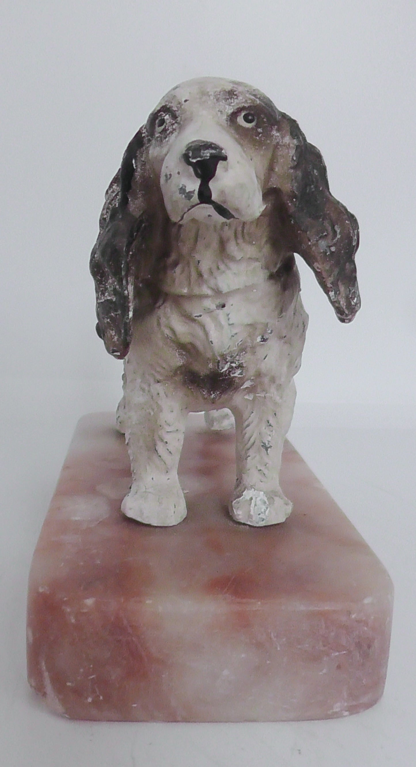 Early 20th Century Spelter Cold Painted Spaniel Paperweight