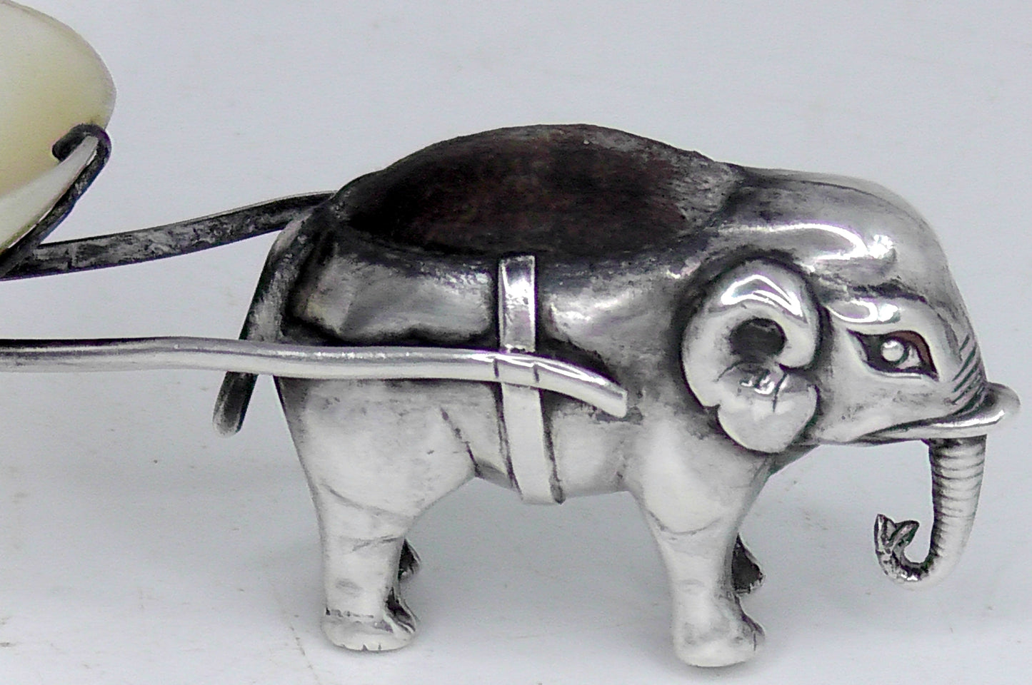 Antique Rare Solid Silver Elephant & Cart Pin Cushion by Adie & Lovekin 1909