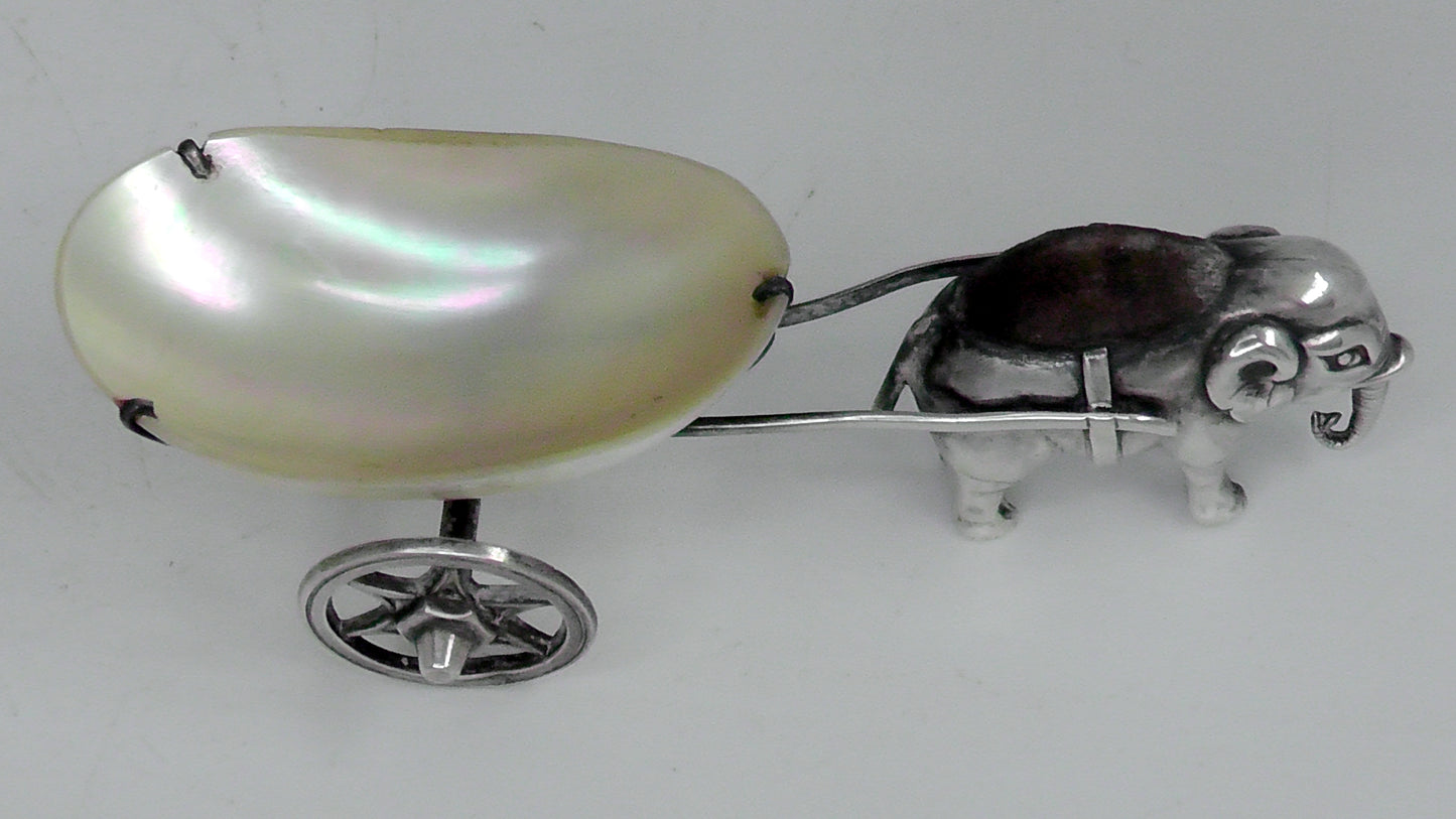 Antique Rare Solid Silver Elephant & Cart Pin Cushion by Adie & Lovekin 1909