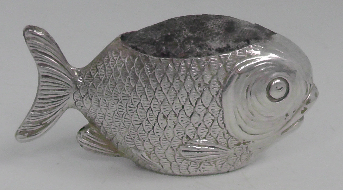 Antique Rare Solid Silver Fish Pin Cushion by Sampson Mordan dates Chester 1908