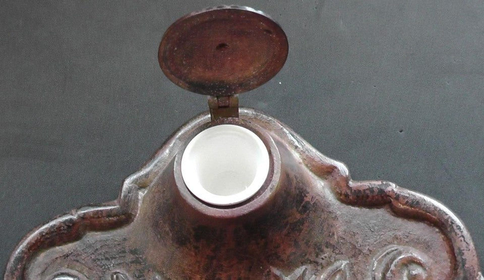 Antique Iron Inkwell