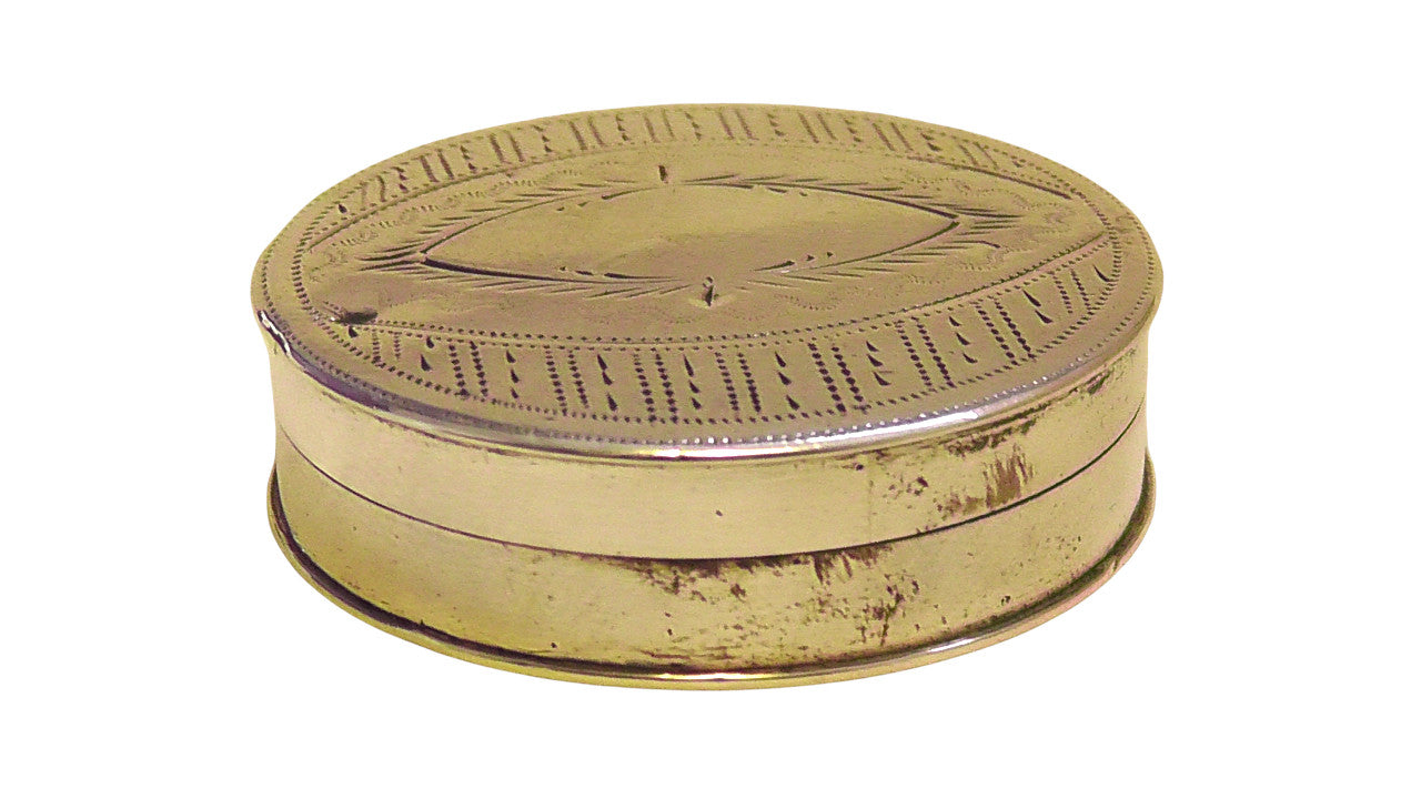 Solid Silver George III Round Patch Box/Vinegarette with Lavender cake - dated 1820 by Samuel Pemberton