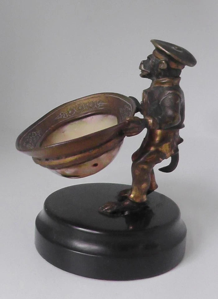19th French Gilt Bronze Monkey Sailor Vide Poche