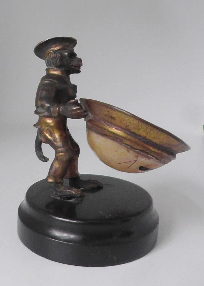 19th French Gilt Bronze Monkey Sailor Vide Poche