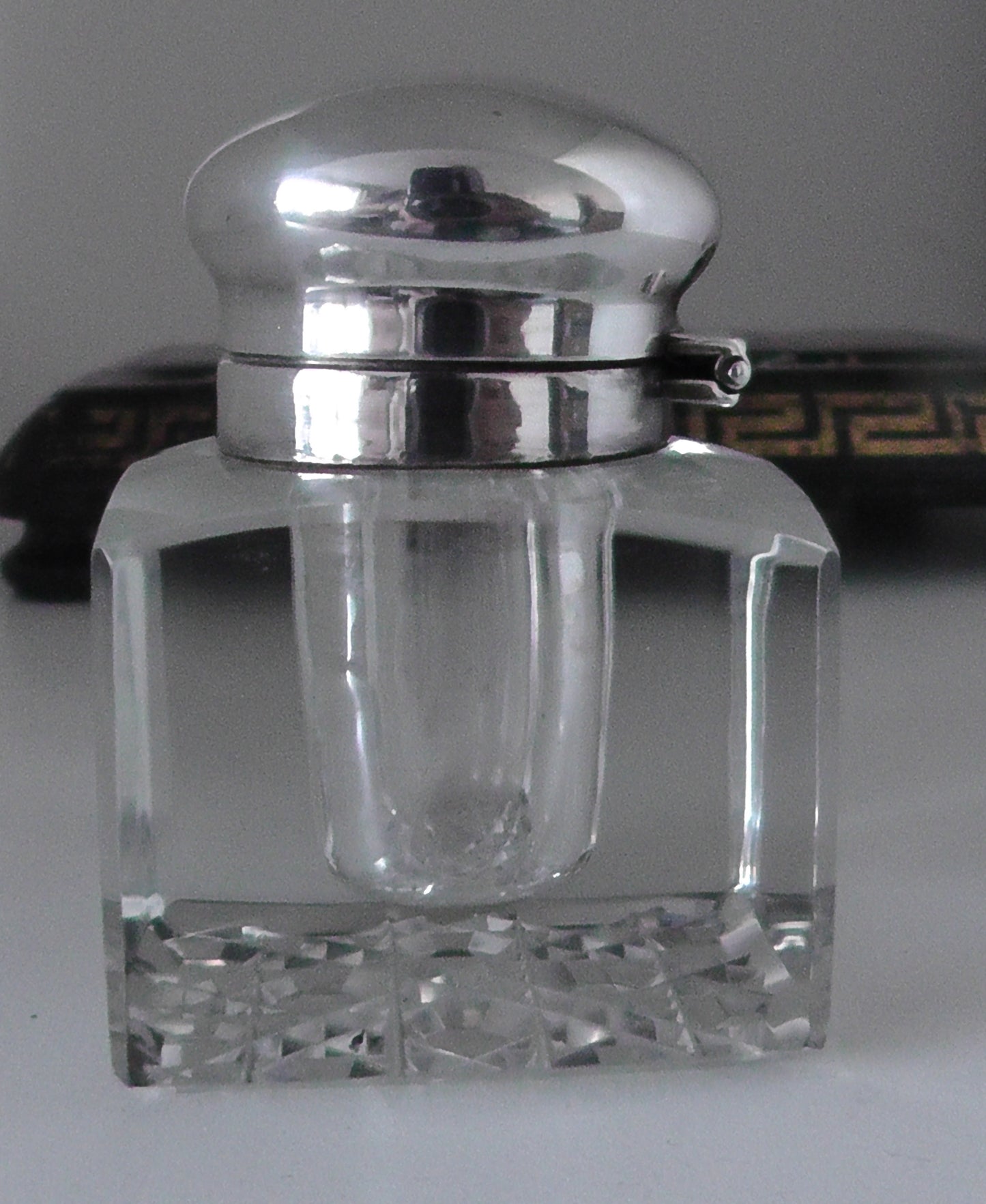 Victorian/Edwardian Papier Mache and MOP/Abalone Desk Stand/Ink Well