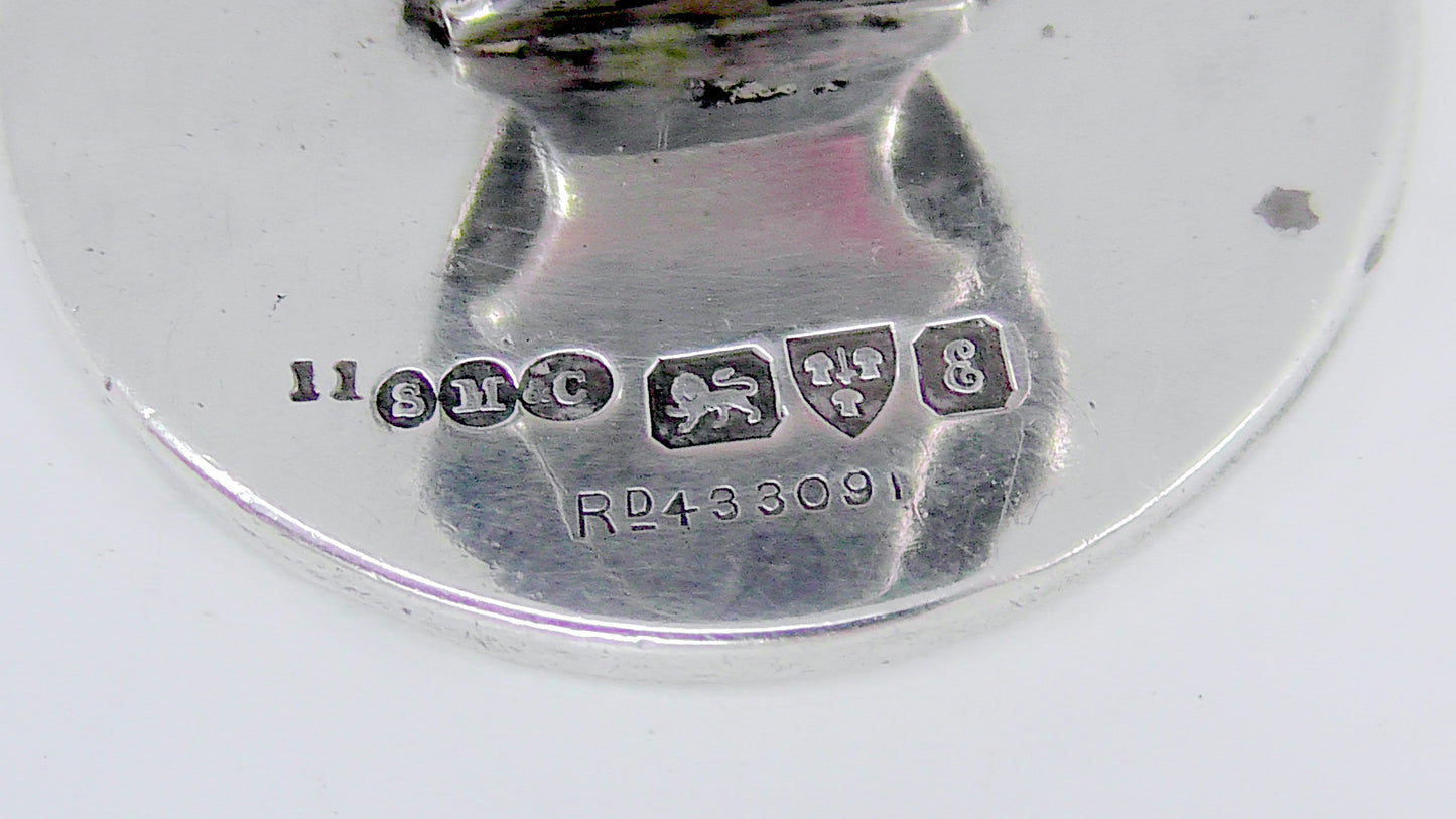Solid Silver Owl Menu Holder Dates 1905 by Sampson Mordan