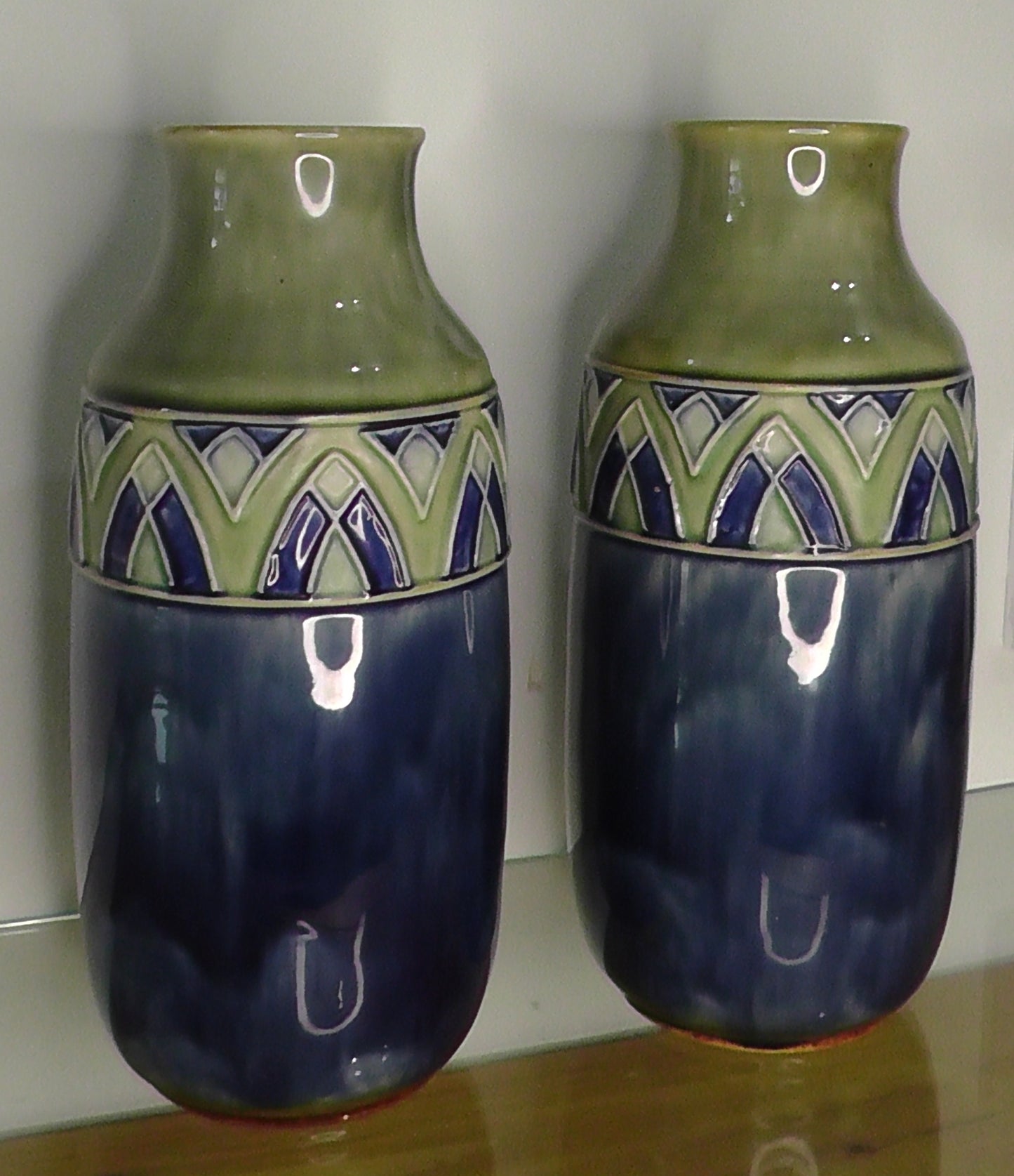 Pair of Tall Doulton Vases by Florrie Jones