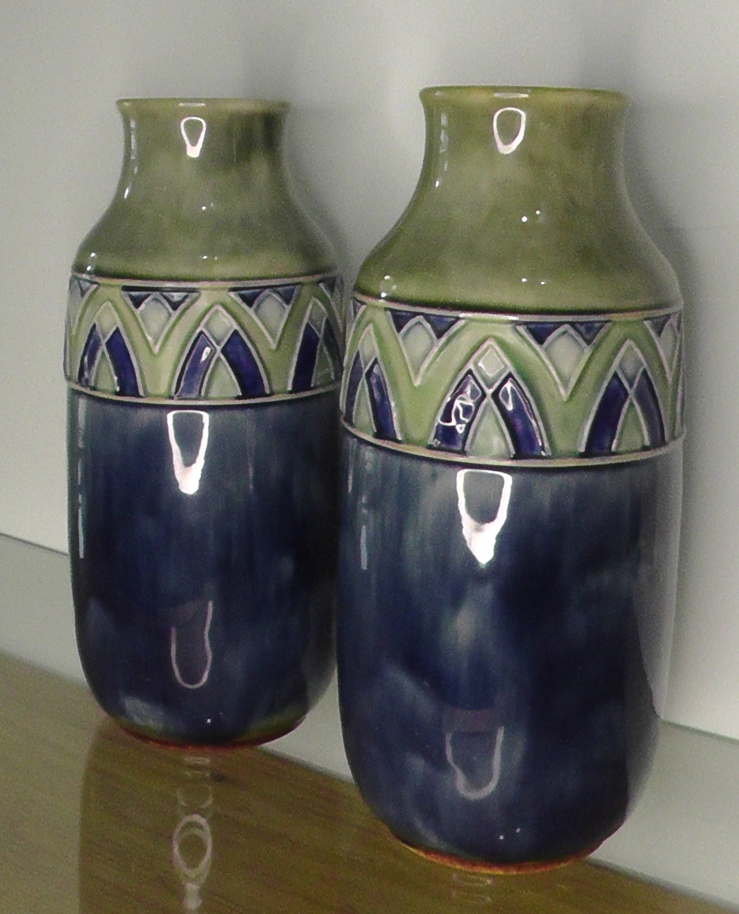 Pair of Tall Doulton Vases by Florrie Jones