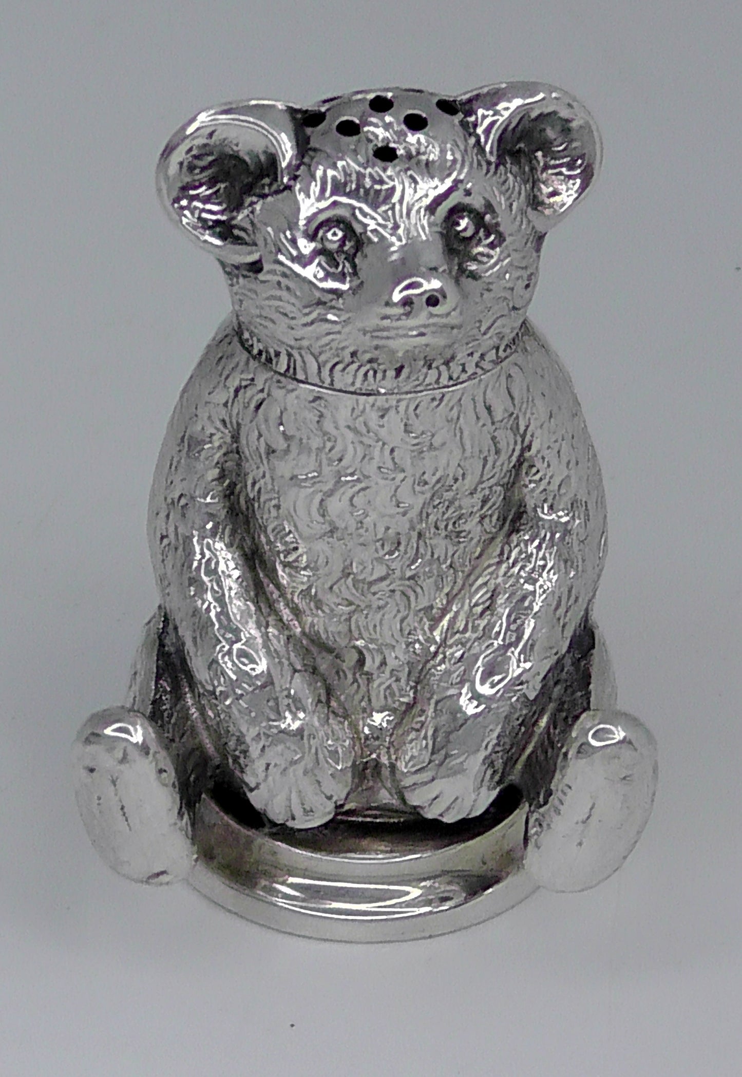 Solid Silver Teddy Bear Pepperette by Crisford & Norris dates 1906