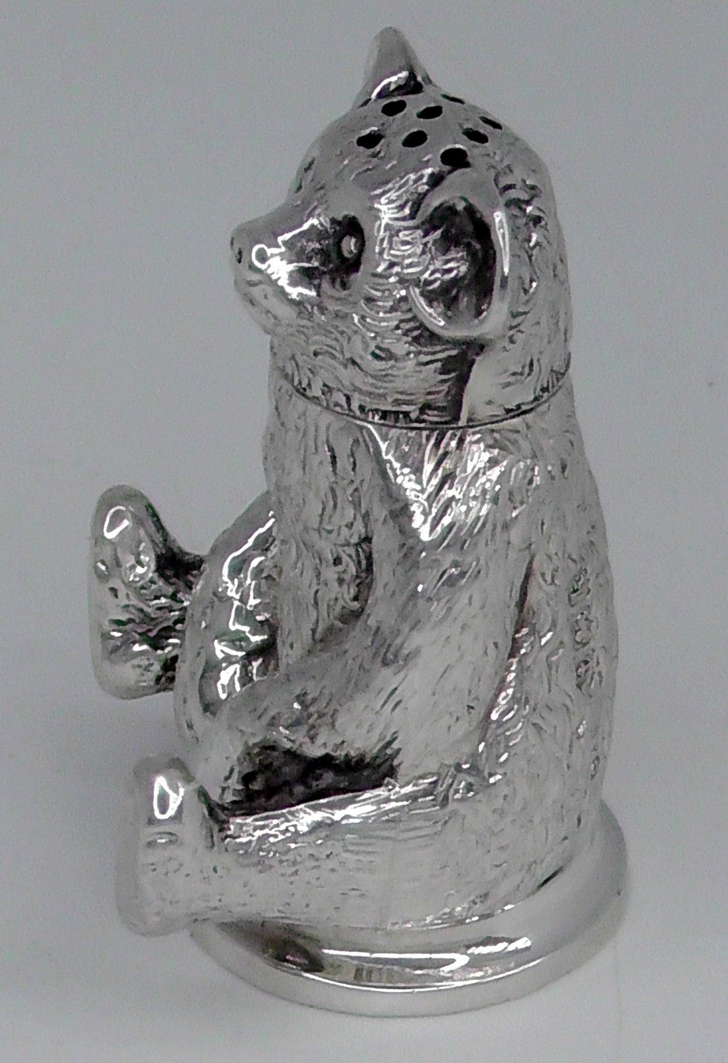 Solid Silver Teddy Bear Pepperette by Crisford & Norris dates 1906