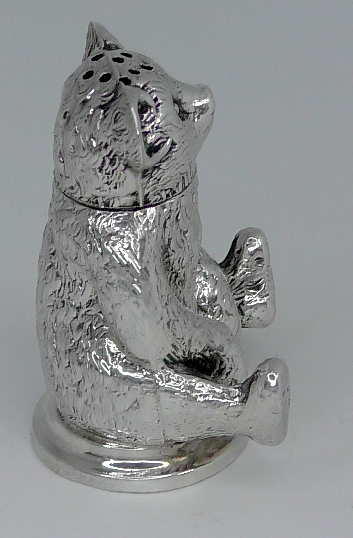 Solid Silver Teddy Bear Pepperette by Crisford & Norris dates 1906