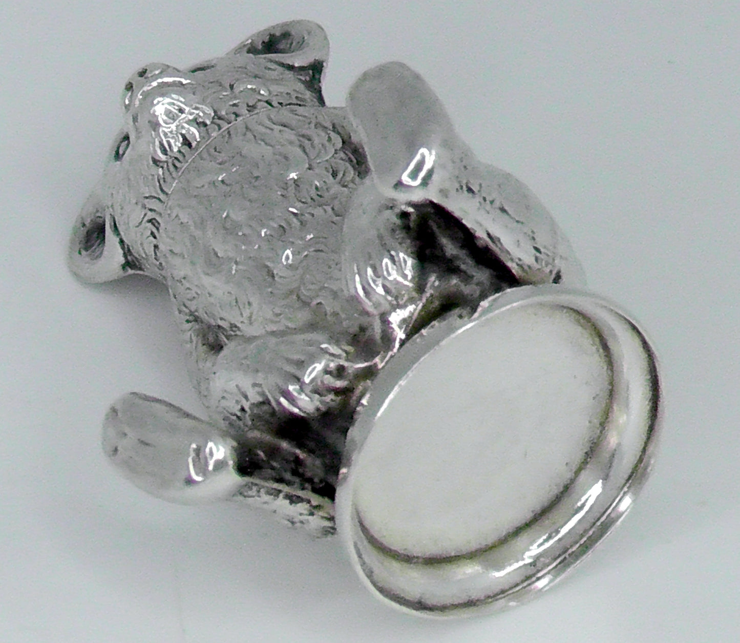 Solid Silver Teddy Bear Pepperette by Crisford & Norris dates 1906
