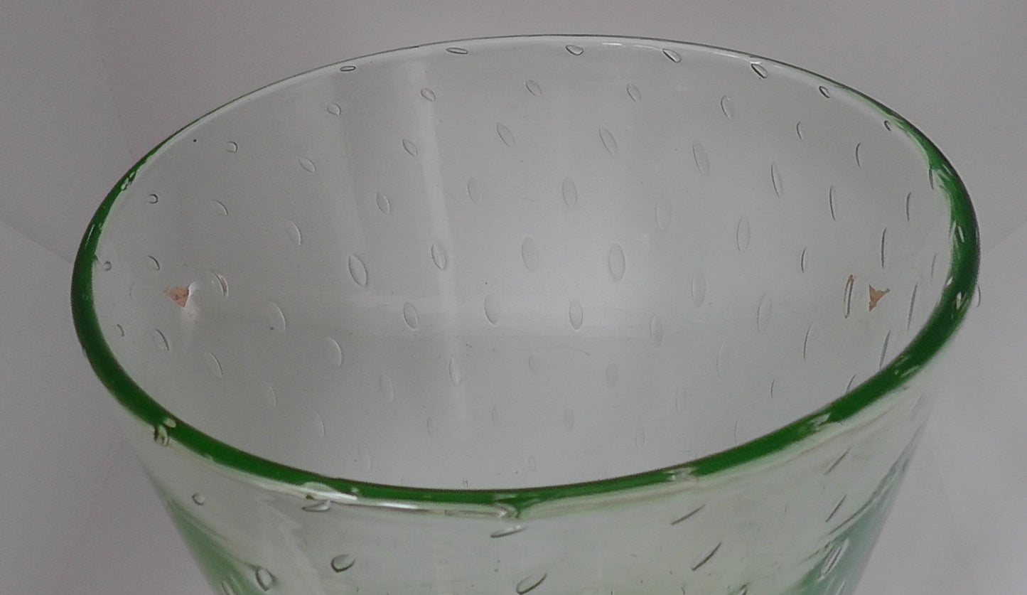 Thomas Webb Large Uranium Controlled Bubble Vase Circa 1930's 10 Inches Tall
