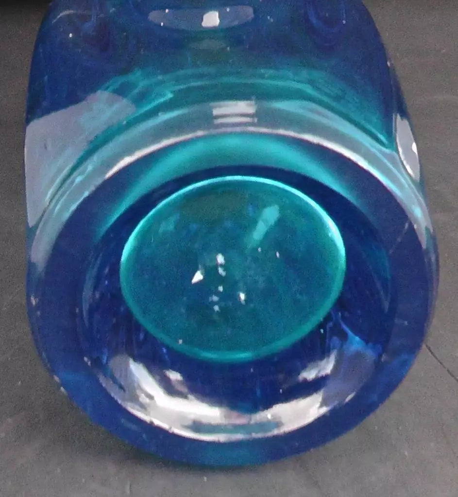 Sklo Union Lens/Bullet Art Vase Mid-Centrury - Blue Colour