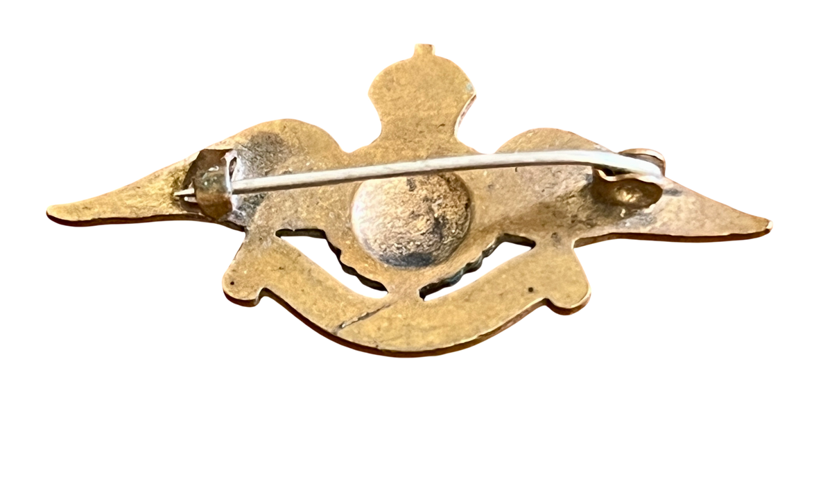 Original WWII RAF Sweetheart Brooch - Gilt Brass & Enamel Pilot Wings Badge