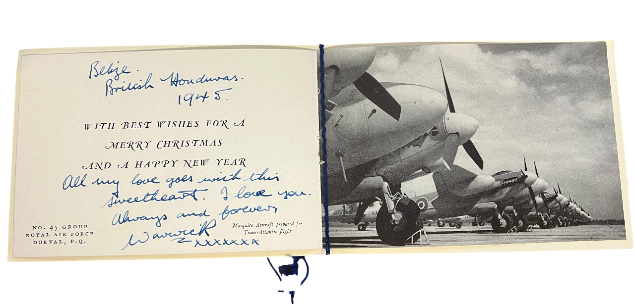 1945 Dated Christmas Card & Dinner Menu with Signatures from the R.A.F.T.C. Signals Unit, Belize, British Honduras