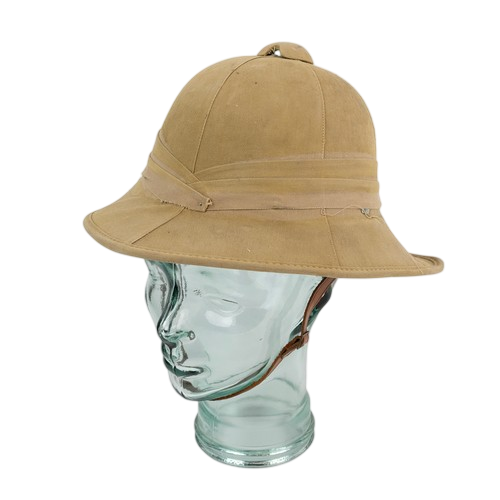 WWII Foreign Service Wolseley Pattern Pith Helmet & Original Hat Tin - Dated 1939