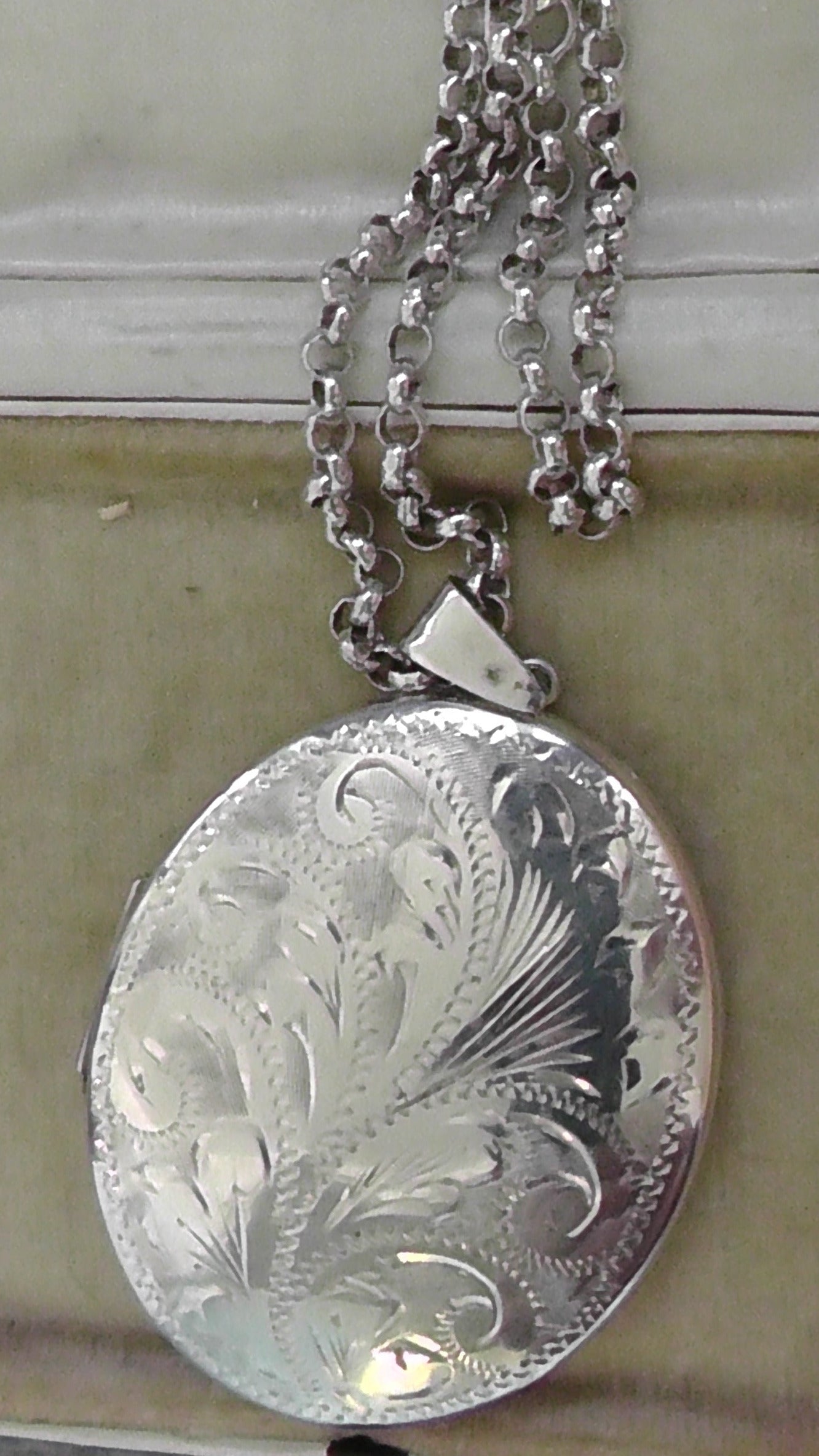 Large Silver Locket with Chain - dates Sheffield 1995