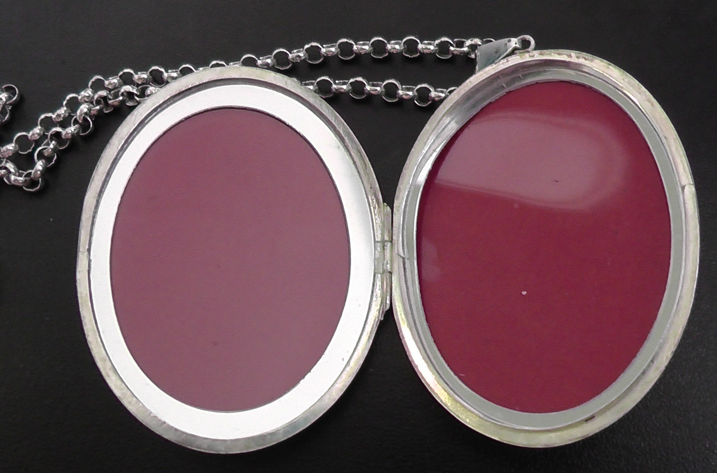 Large Silver Locket with Chain - dates Sheffield 1995
