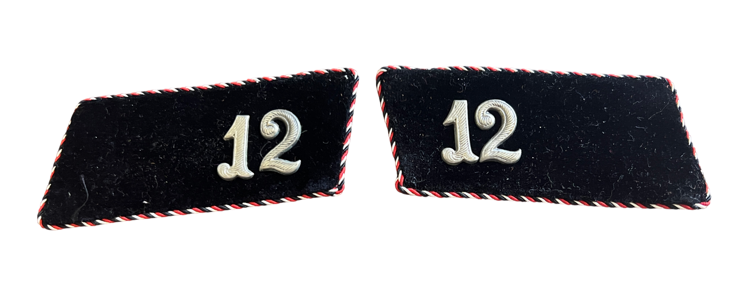 Rare Pre-1930 Weimar Era German Paramilitary SA / Freikorps Collar Tabs – Matching Pair, Standarte 12