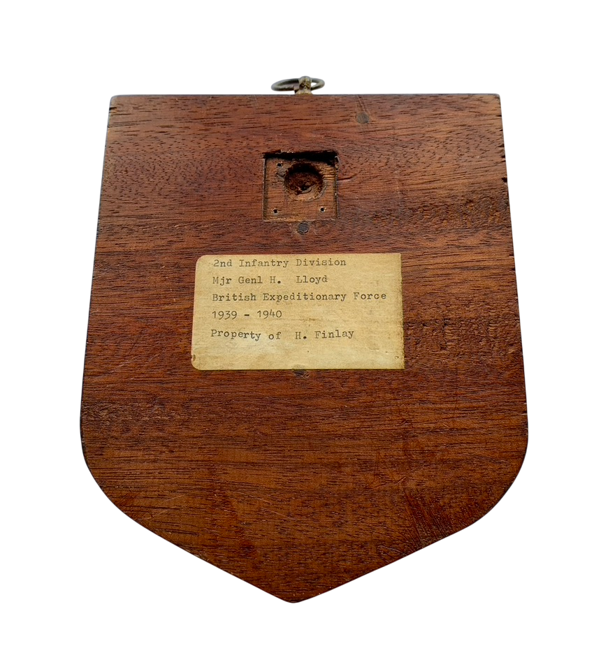 WWII British Expeditionary Force (BEF) 2nd Infantry Division Shield Plaque