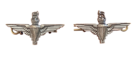 Pair of British Parachute Regiment Collar Badges - Queens Crown (QEII)