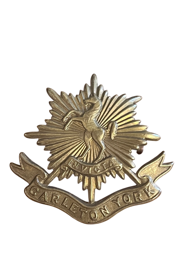 WWII Canadian Army Carleton and York Regiment OR's Brass Cap Badge