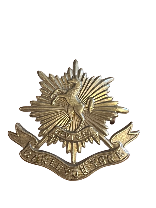 WWII Canadian Army Carleton and York Regiment OR's Brass Cap Badge