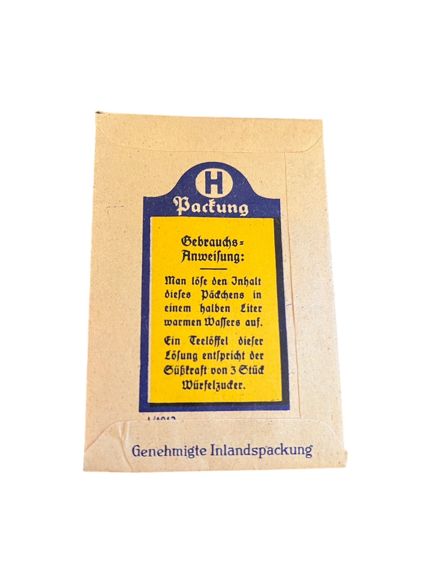 Original WWII German Kristall-Süßstoff Saccharin Packet - Mint Unissued Field Ration