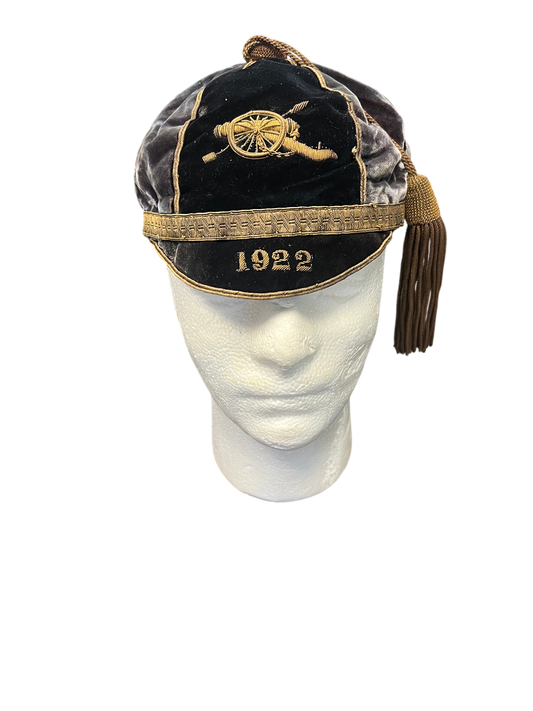 Vintage 1922 Royal Artillery Velvet Presentation Honour Cap – P. Reed Esq. – J.G. Plumb & Co.