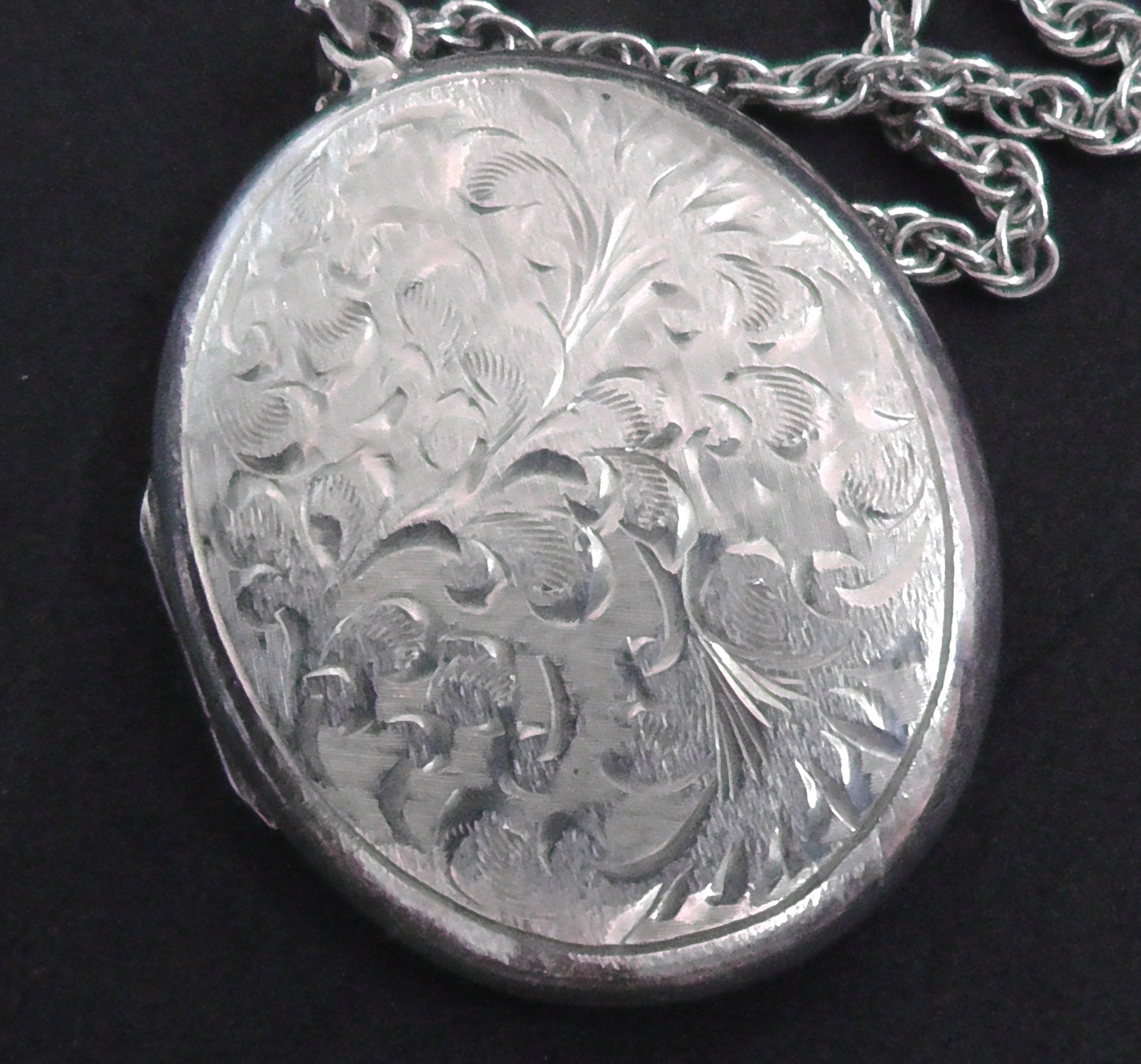 Large Silver Locket with Silver Rope Chain