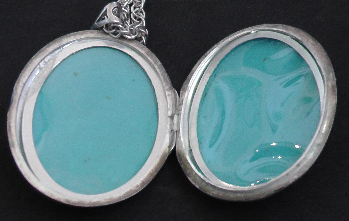 Large Silver Locket with Silver Rope Chain
