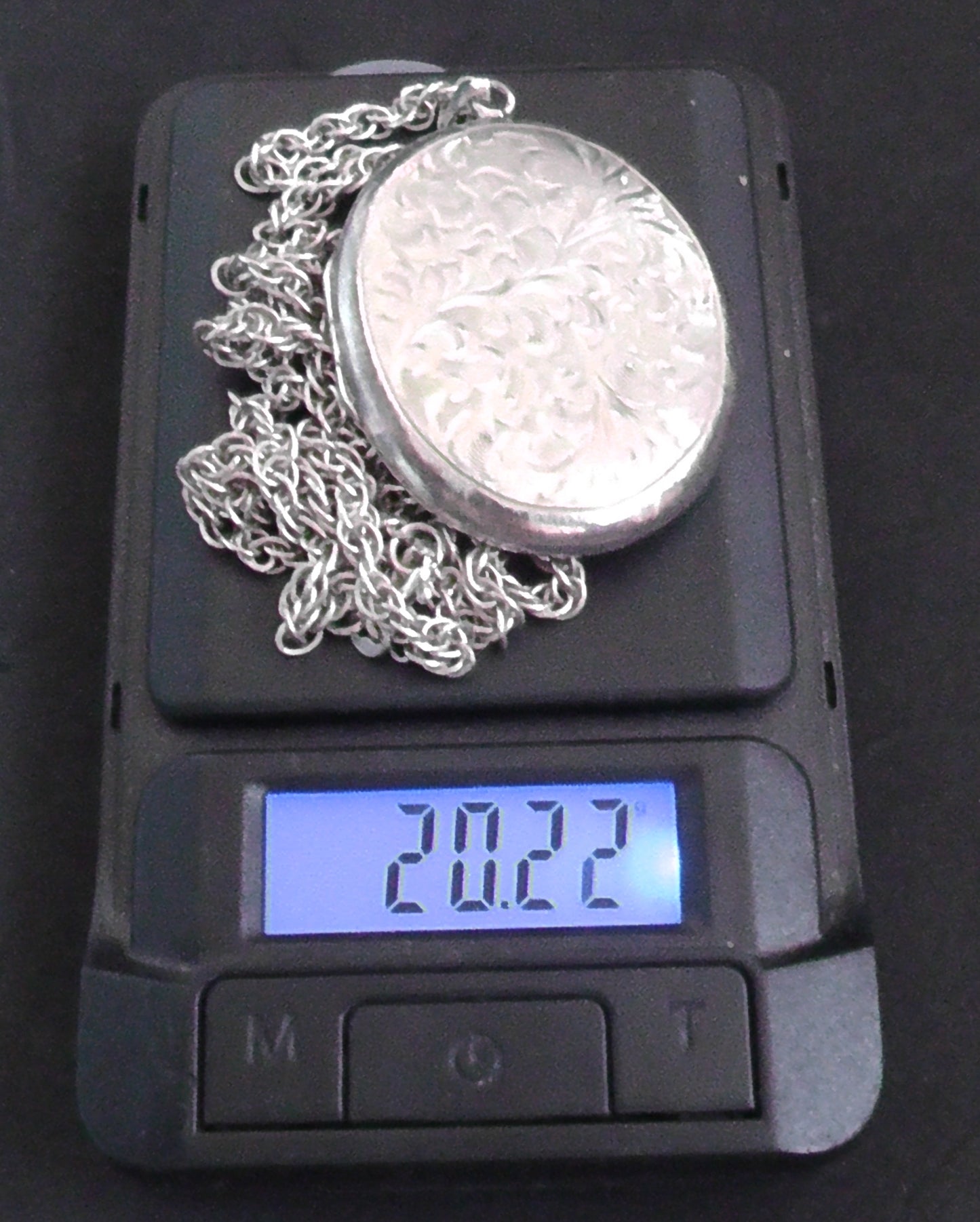 Large Silver Locket with Silver Rope Chain
