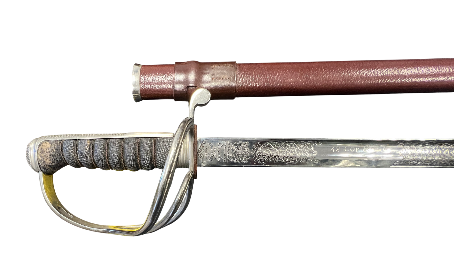 Rare 1956 Wilkinson British QEII Pattern 1821 RASC Officer's Sword - Cyprus Emergency (42 Coy)