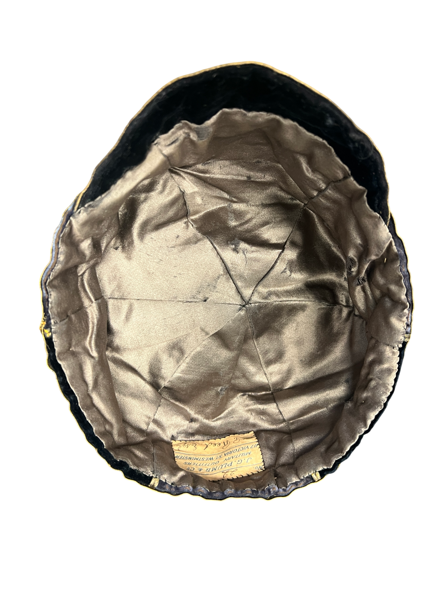 Vintage 1922 Royal Artillery Velvet Presentation Honour Cap – P. Reed Esq. – J.G. Plumb & Co.